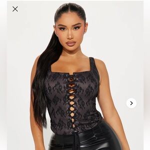 Fashion Nova Black Lace-Up Tank